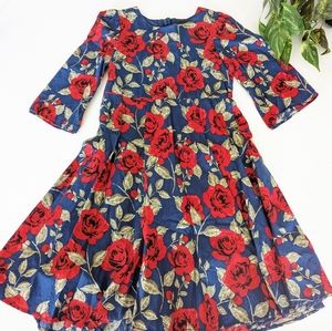 🤎5/$25🤎Bonny Billy Rose Floral Pattern Little Girl Midi Dress